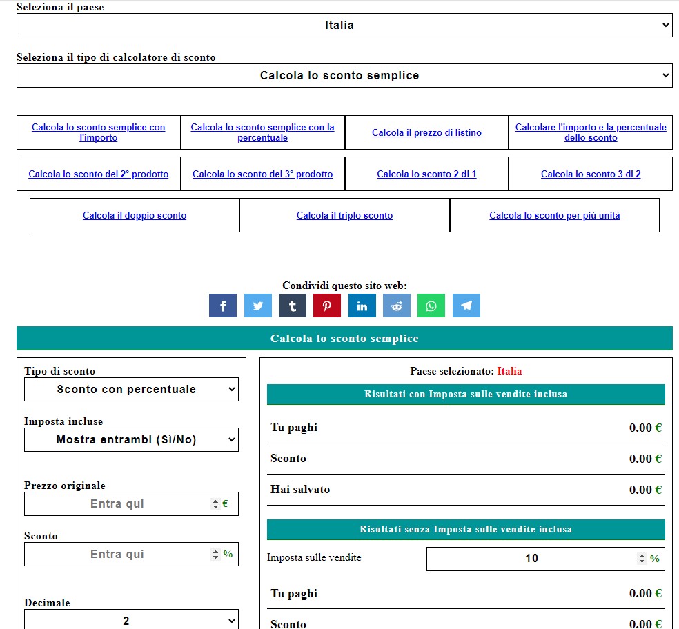 Calcolo Sconto Percentuale