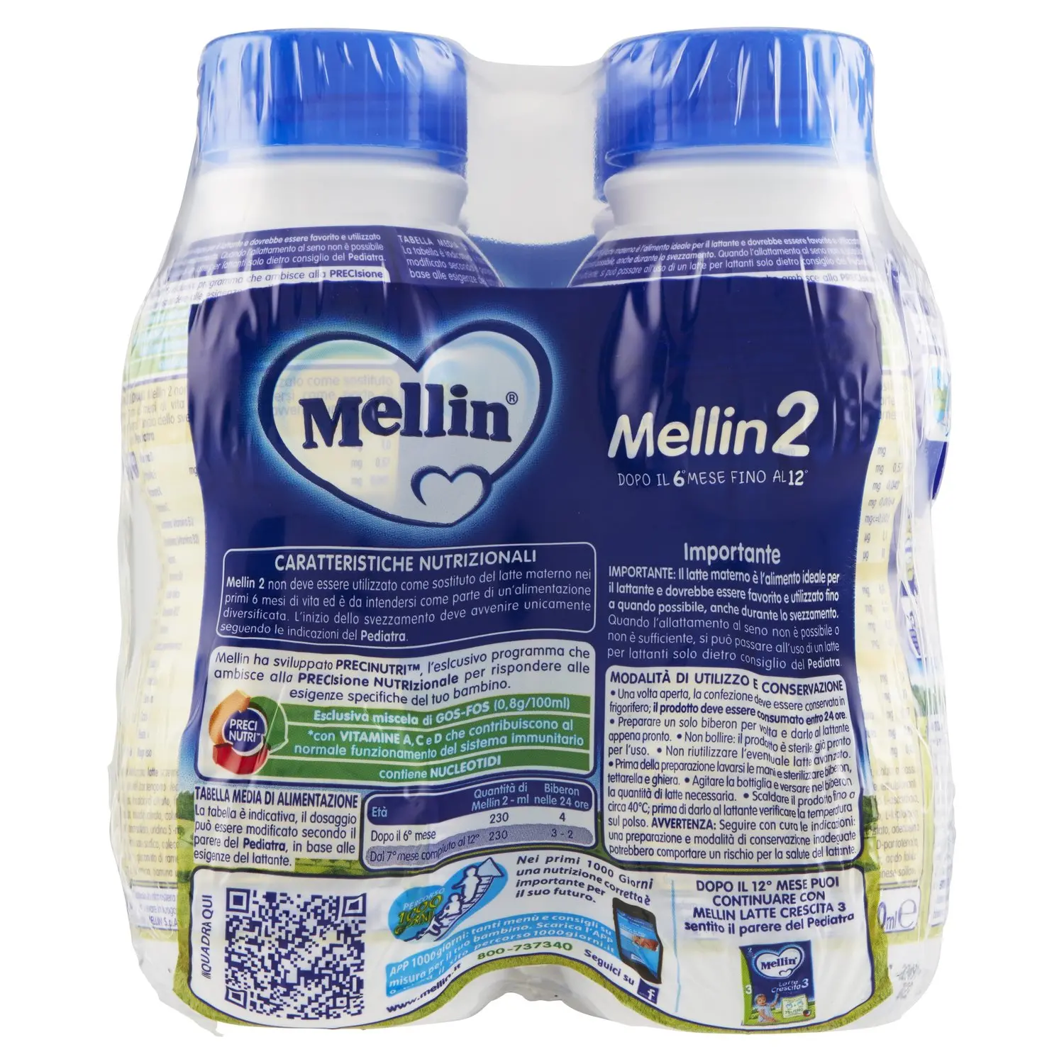 MELLIN 2 - Latte di Proseguimento in Polvere per Neonati dal 6° Mese  Compiuto al 12° - Confezione da 3600 grammi (3 x 1200g) : :  Alimentari e cura della casa