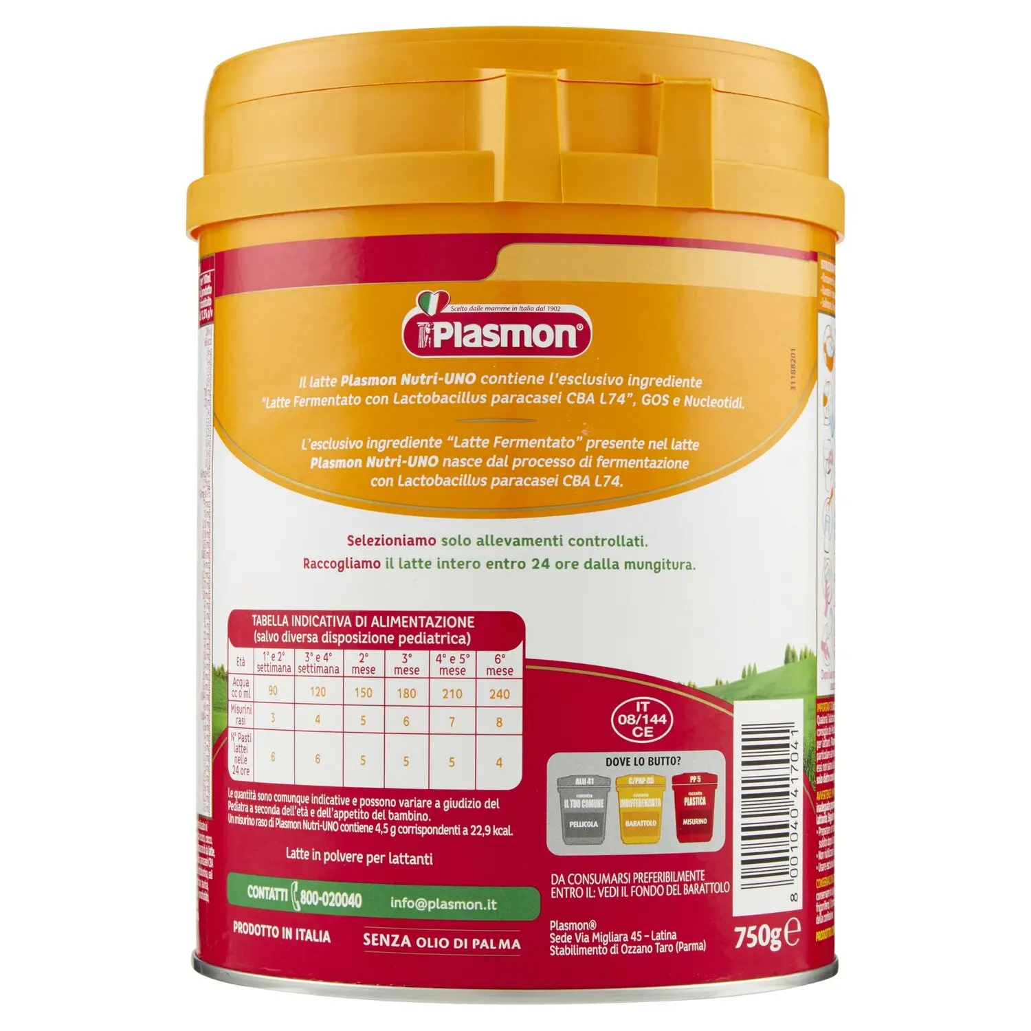 Plasmon nutriUno 1 Latte per Lattanti 750 g