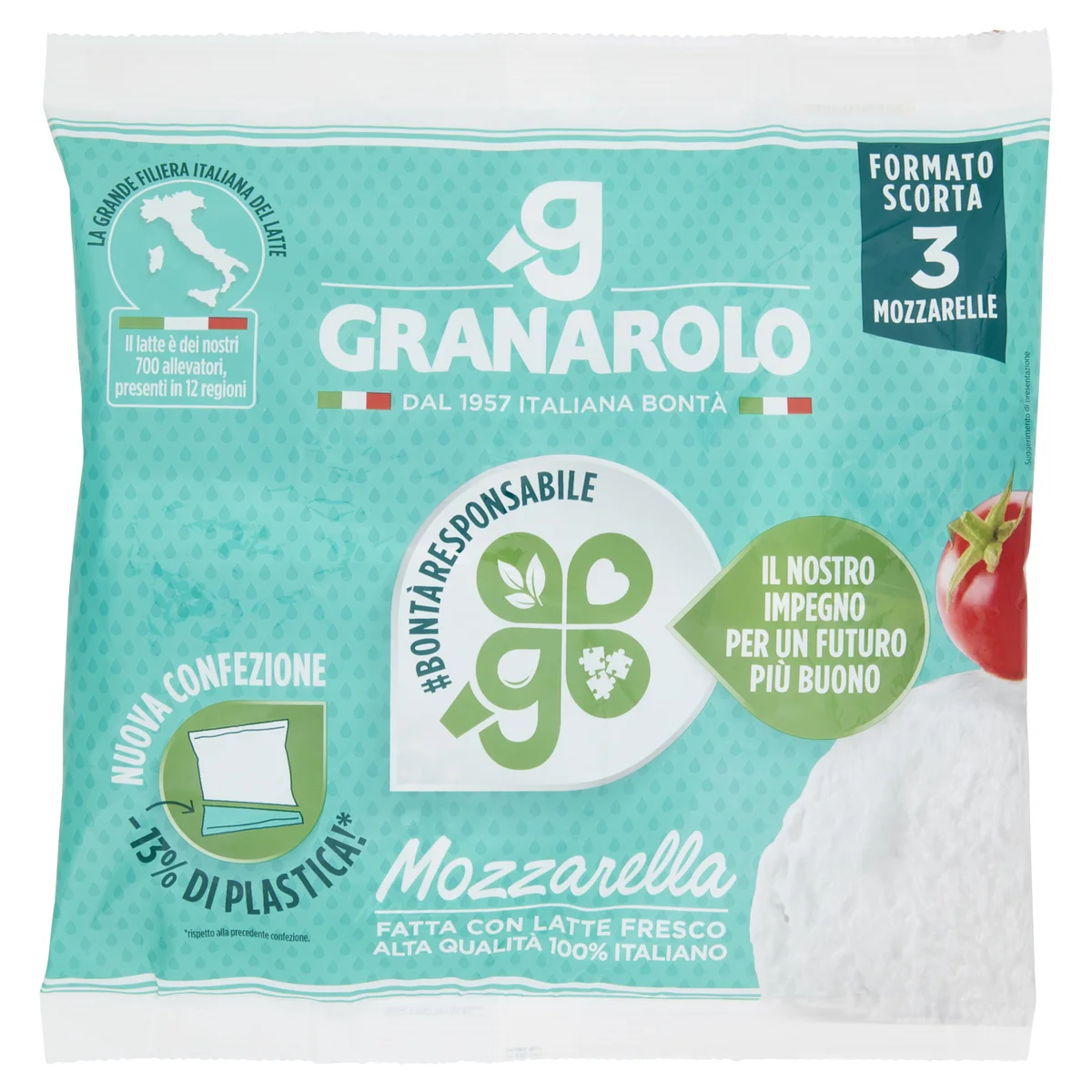 Granarolo Mozzarella Fatta con Latte Fresco Alta Qualità 100% Italiano 3 x  100 g