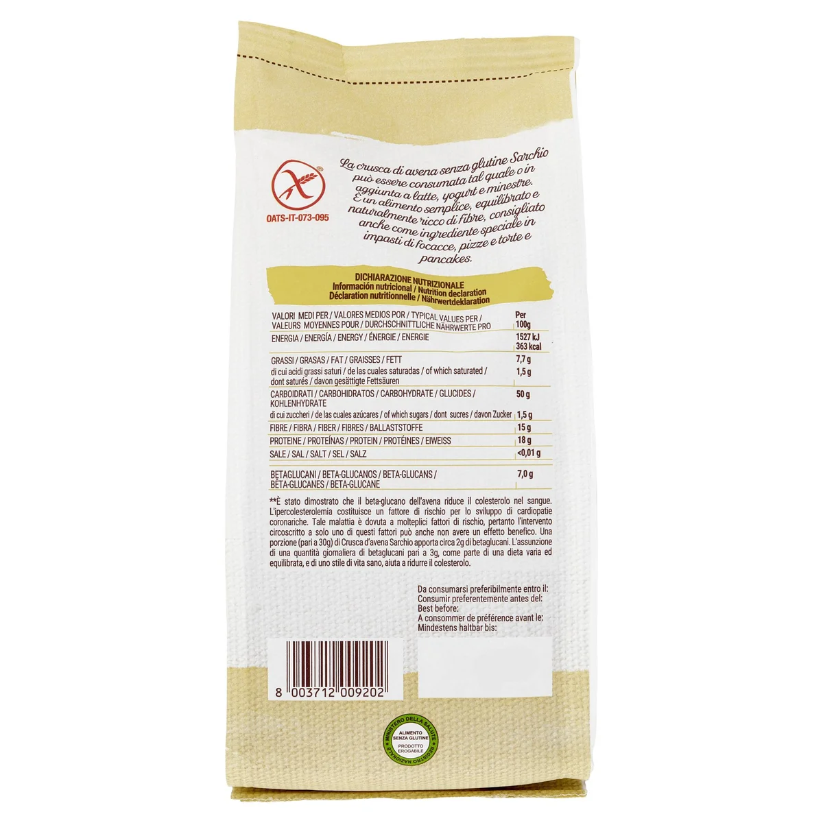 Sarchio Crusca D'Avena Bio 250g