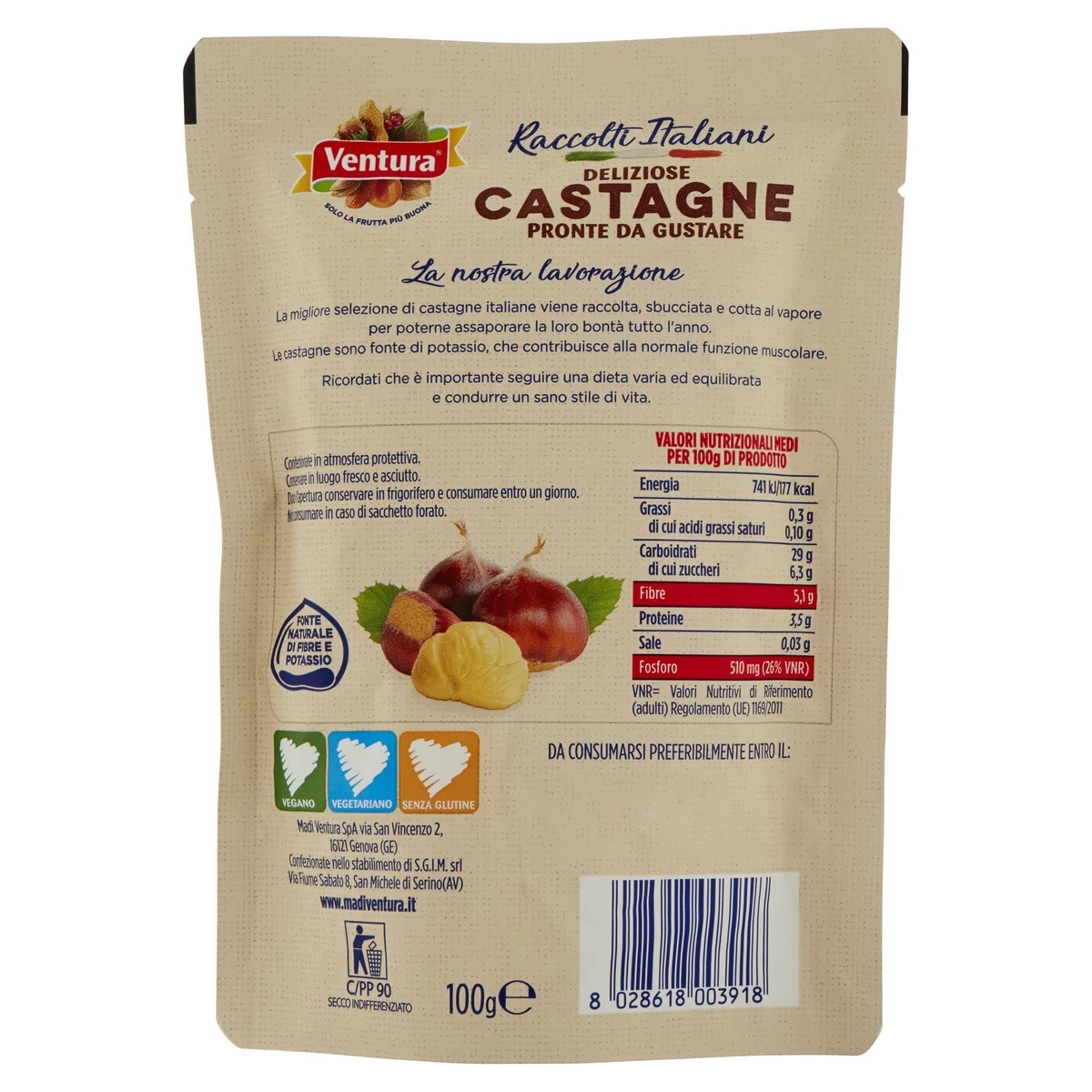 Ventura Castagne Cotte a Vapore 100 g