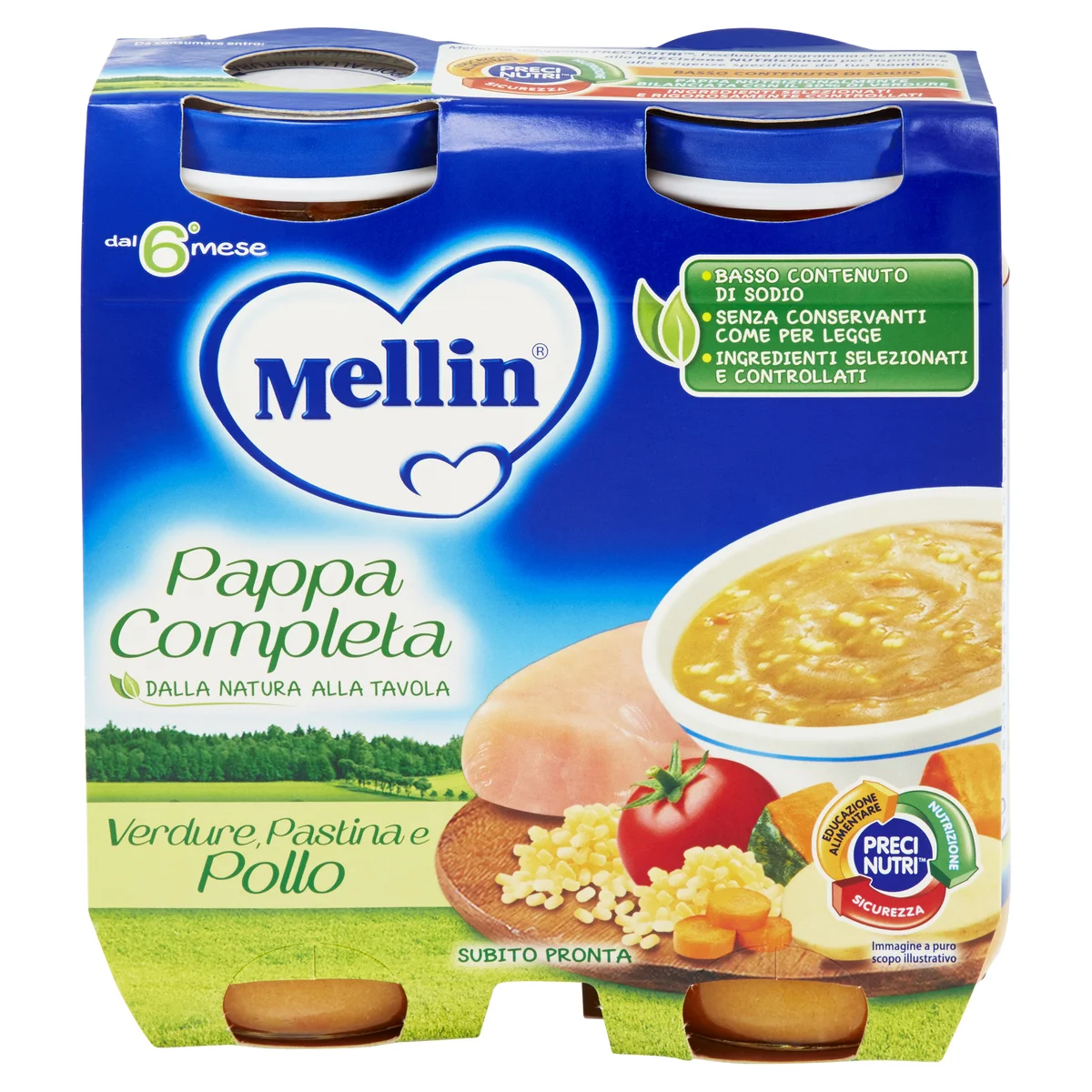 Mellin Pappa Completa Verdure, Pastina e Pollo 2 x 250 g