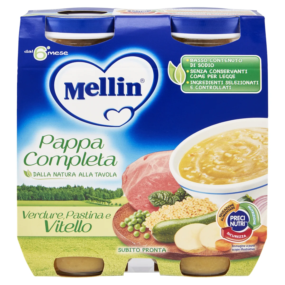 Mellin Pappa Completa Verdure, Pastina e Vitello 2 x 250 g