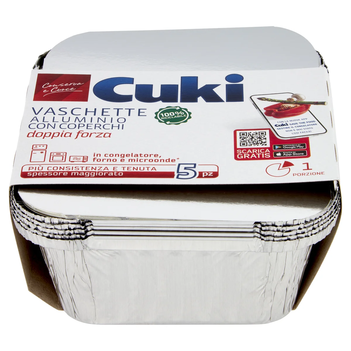 Cuki Conserva e Cuoce Vaschette alluminio con coperchi 1 porzione - 5 pz  (R31)