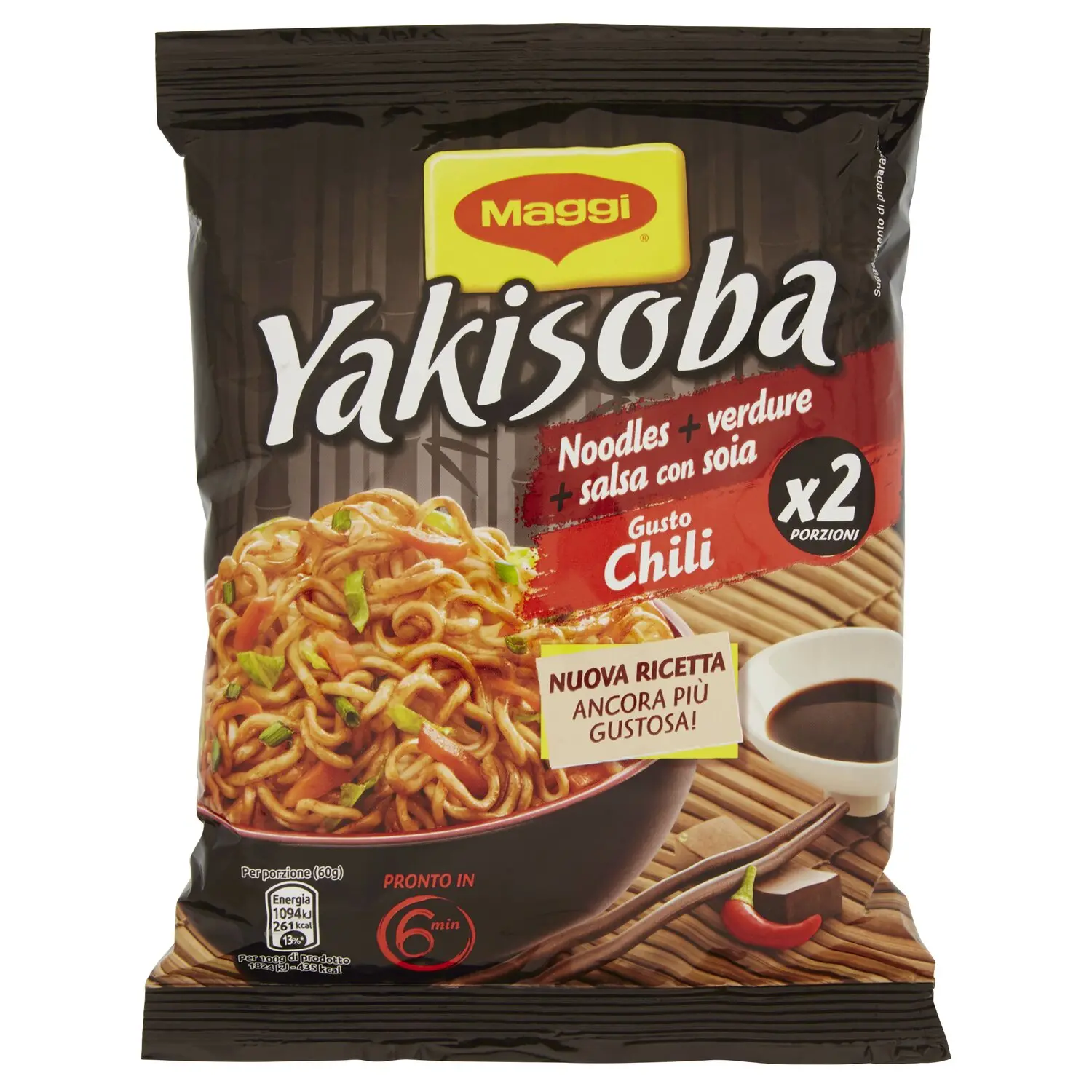 BUITONI IDEA PER YAKISOBA GUSTO CHILI Noodles istantanei verdure salsa con  soia 2 porzioni