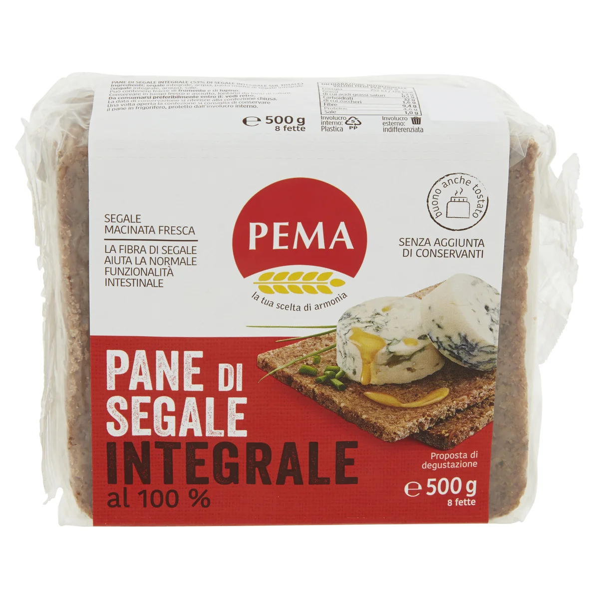 Pema Pane di segale integrale al 100% 500 g