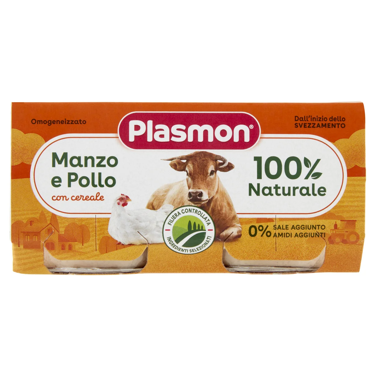 Plasmon Manzo e Pollo omogeneizzato con carne e cereale 2 x 80 g