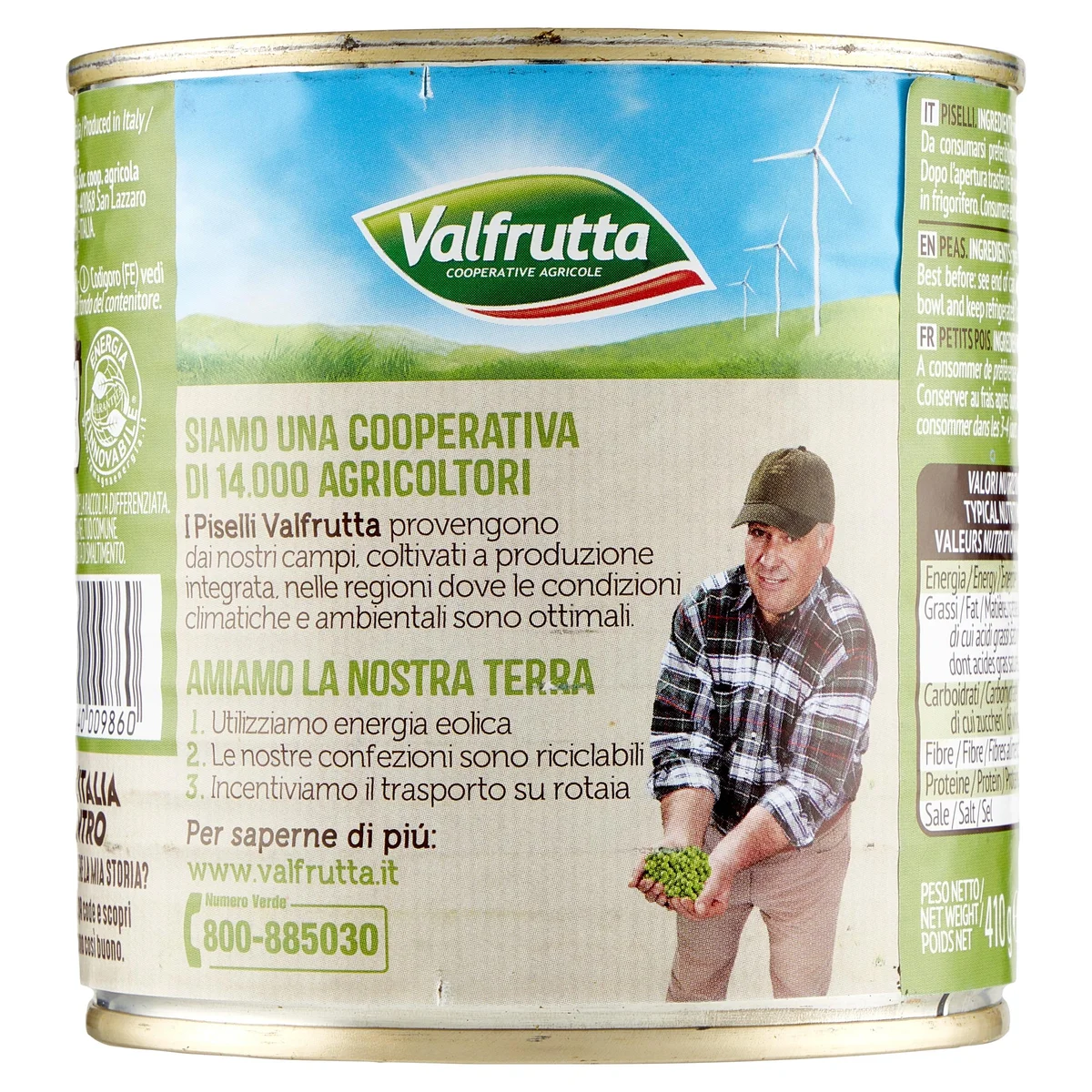 Valfrutta Piselli Piccoli - Scatola da 410 gr