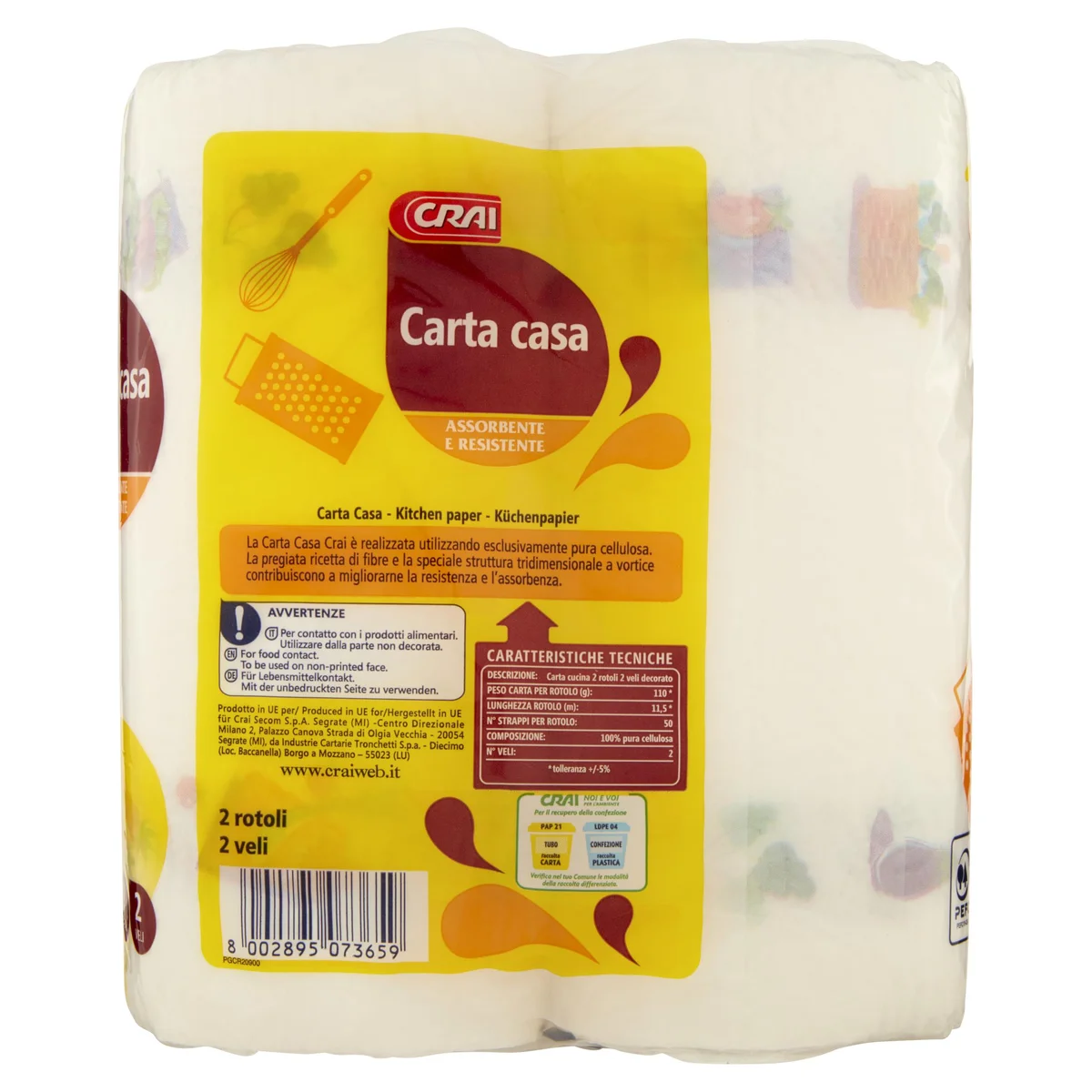 RAJA Carta cucina, 2 veli, 50 fogli, Finitura goffrata, Bianco