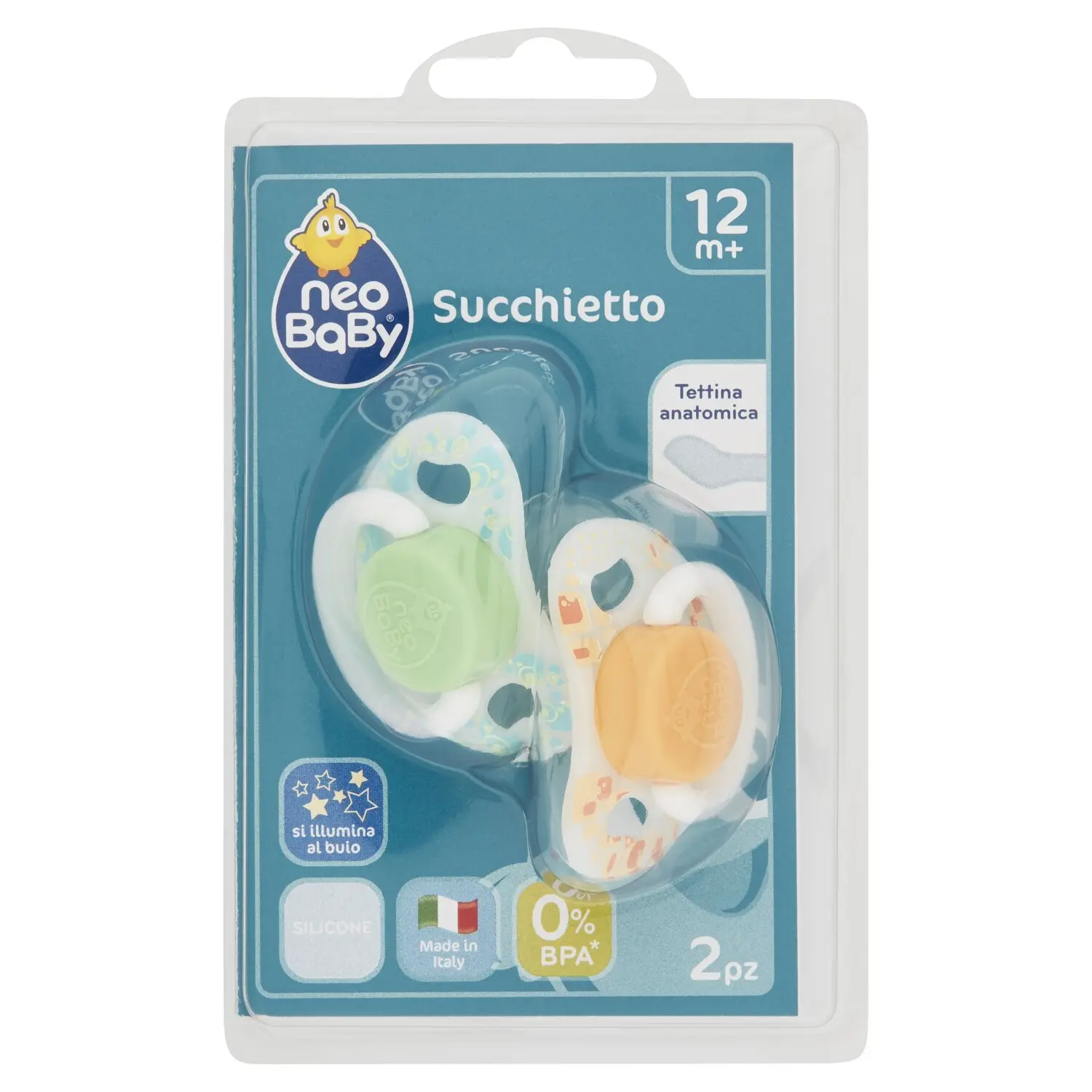 Neo Baby Succhietto Silicone Tettina anatomica 12m+ 2 pz