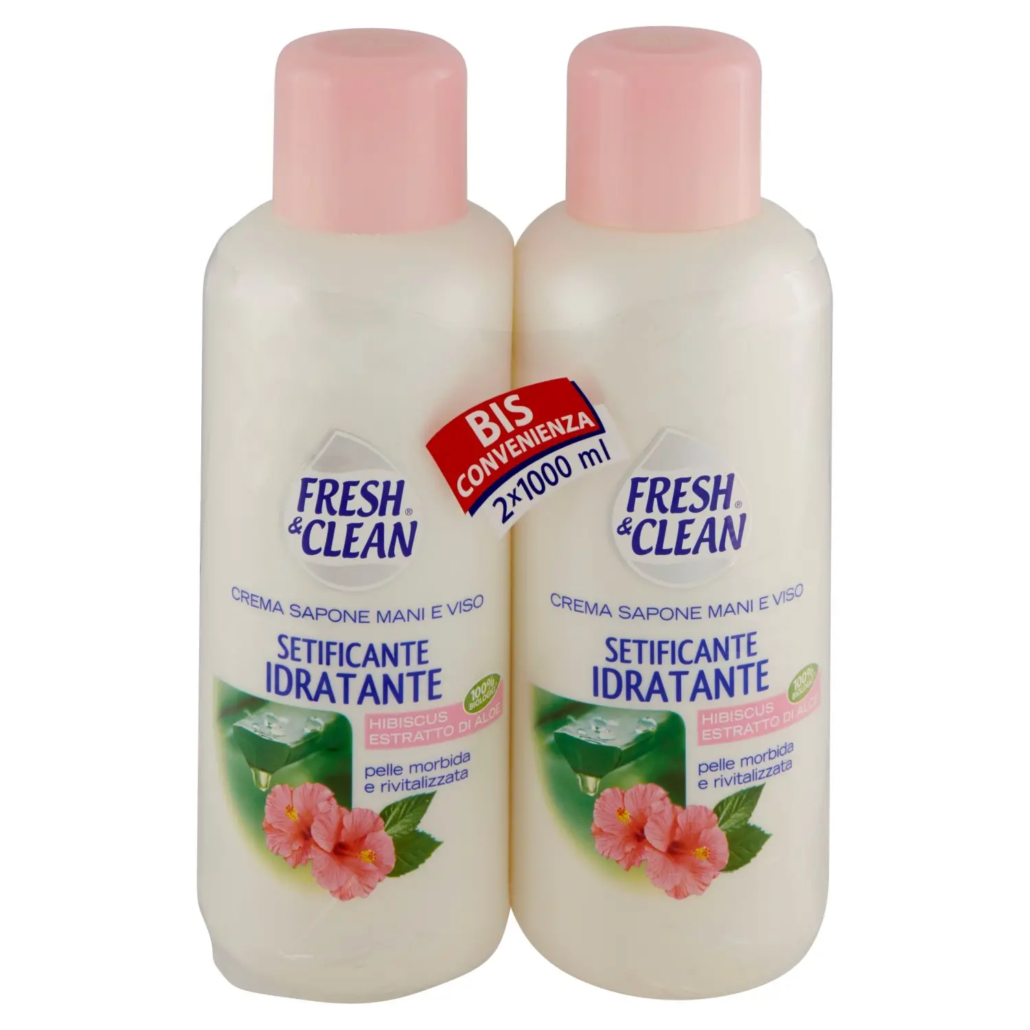 Fresh & Clean Crema Sapone Mani e Viso Setificante Idratante Hibiscus  Estratto di Aloe 300 ml