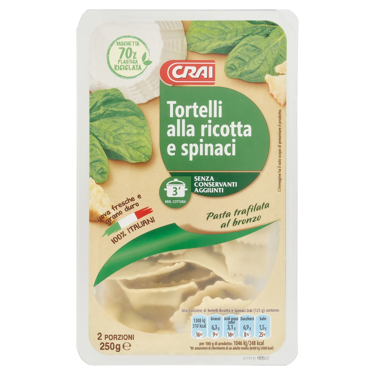 Crai Tortelli alla ricotta e spinaci 250 g