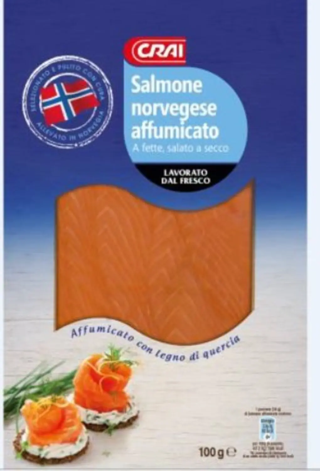 Crai Salmone norvegese affumicato A fette 100 g