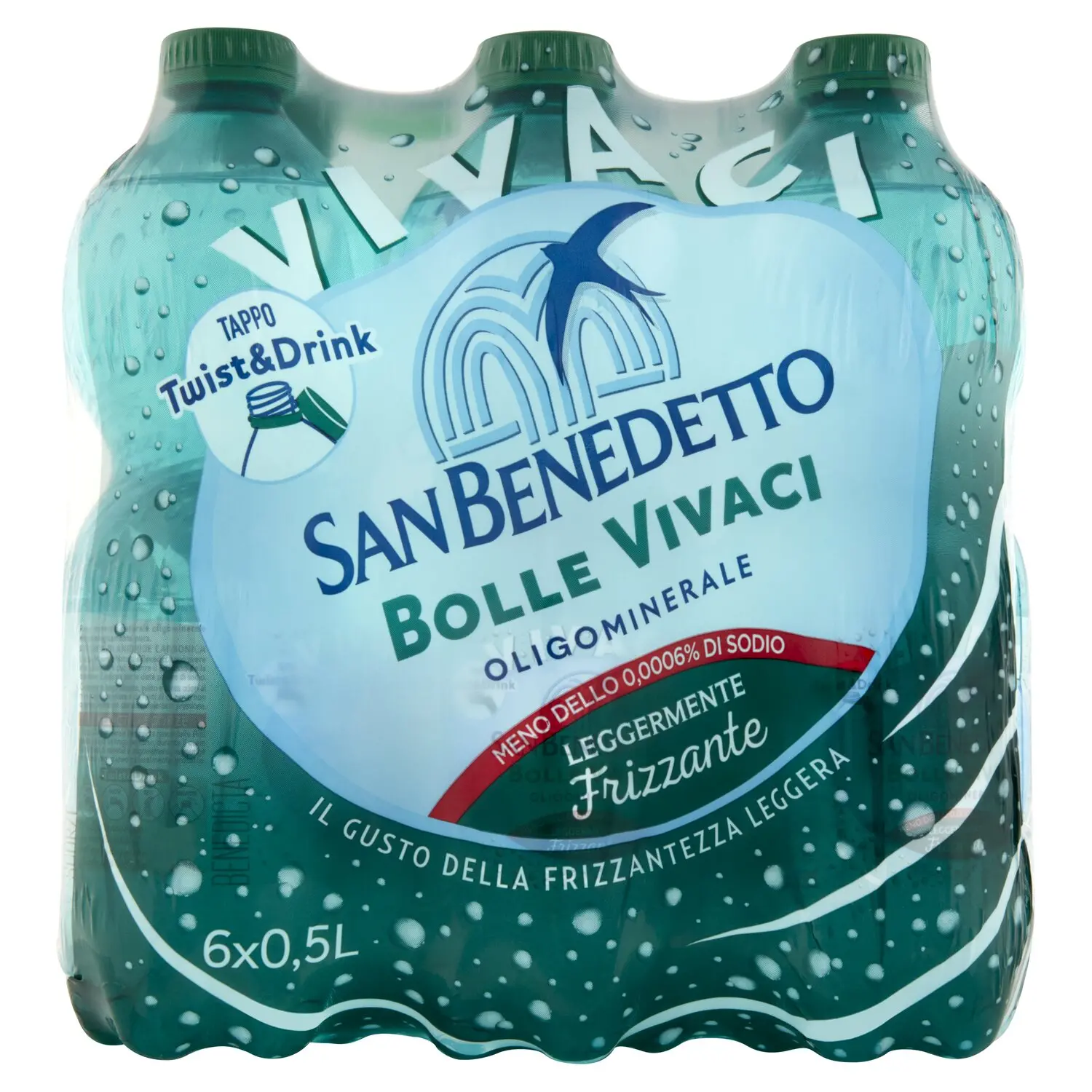 Acqua Minerale San Benedetto Benedicta leggermente frizzante 6 x 0,5L