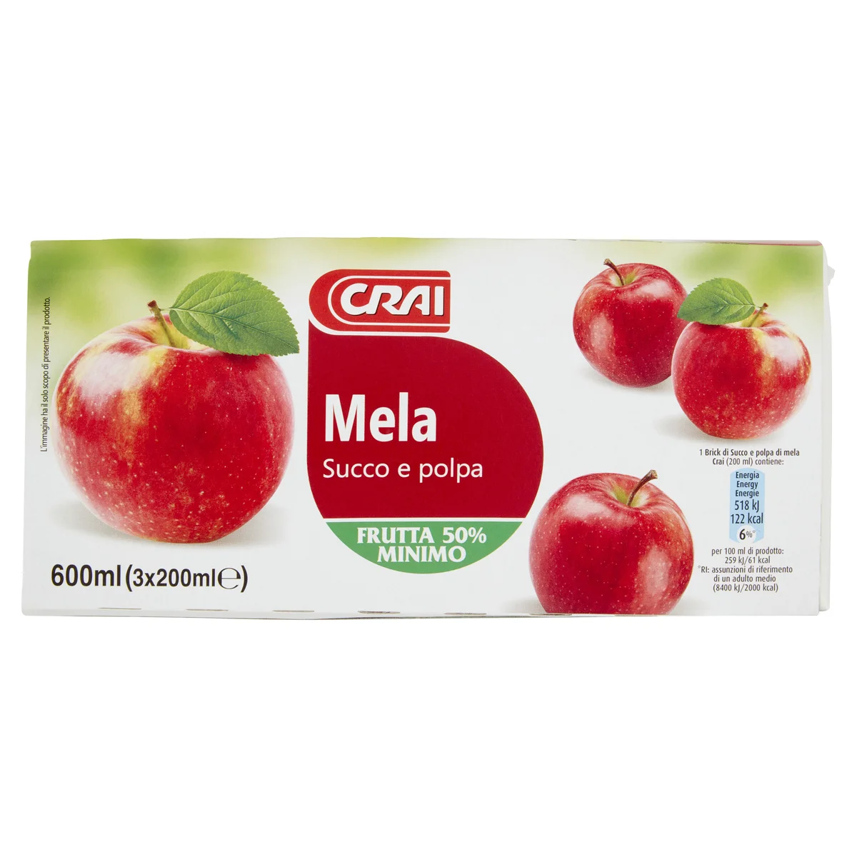 Crai Mela Succo e polpa 3 x 200 ml