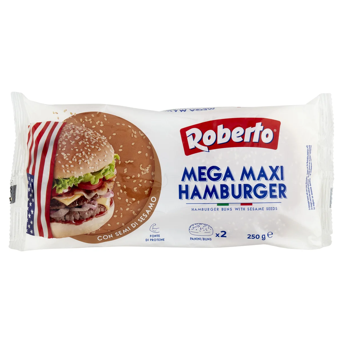 Roberto Mega Maxi Hamburger con Semi di Sesamo 2 Panini 250 g