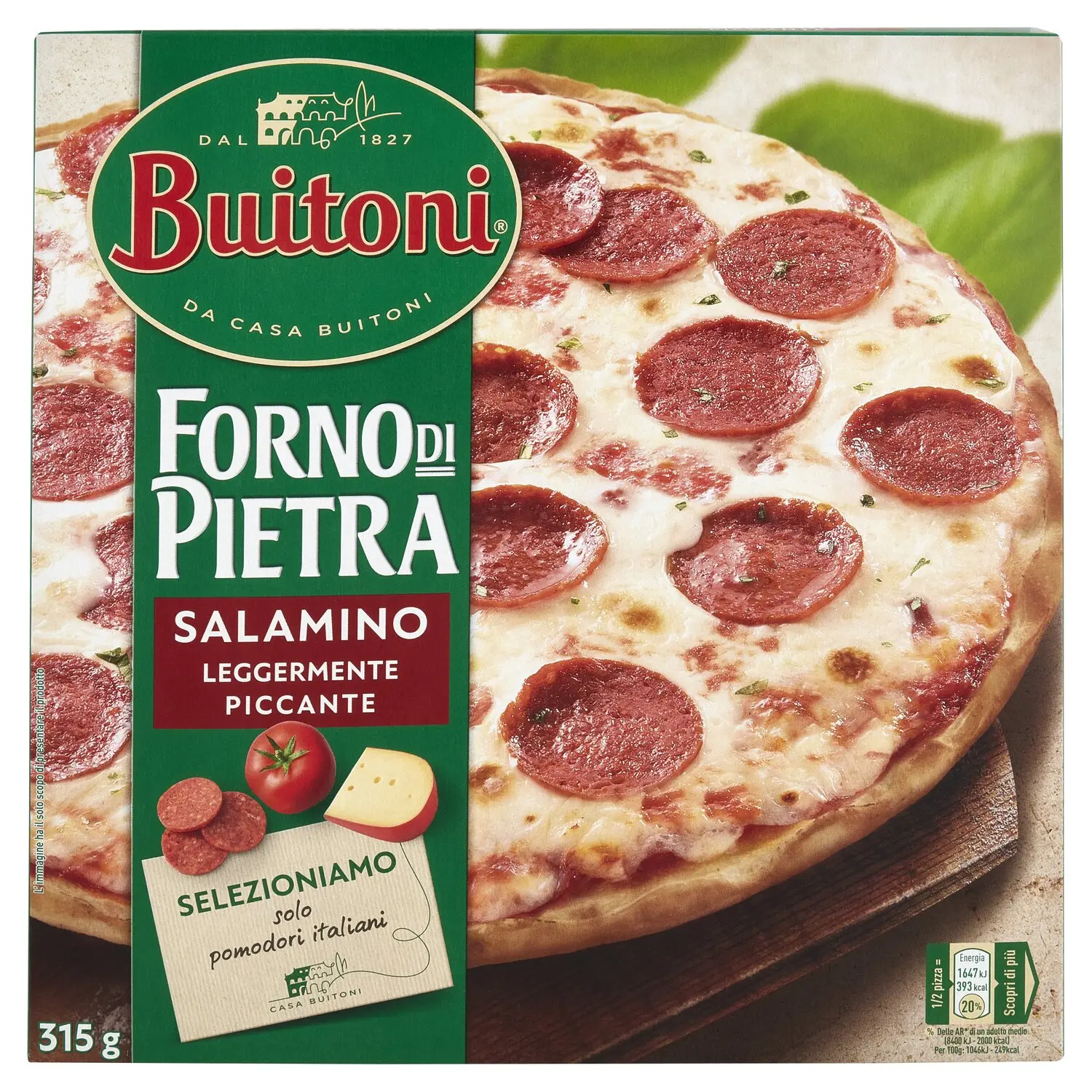BUITONI Forno di Pietra Pizza Salamino Leggermente Piccante Pizza surgelata  (1 pizza) 315g