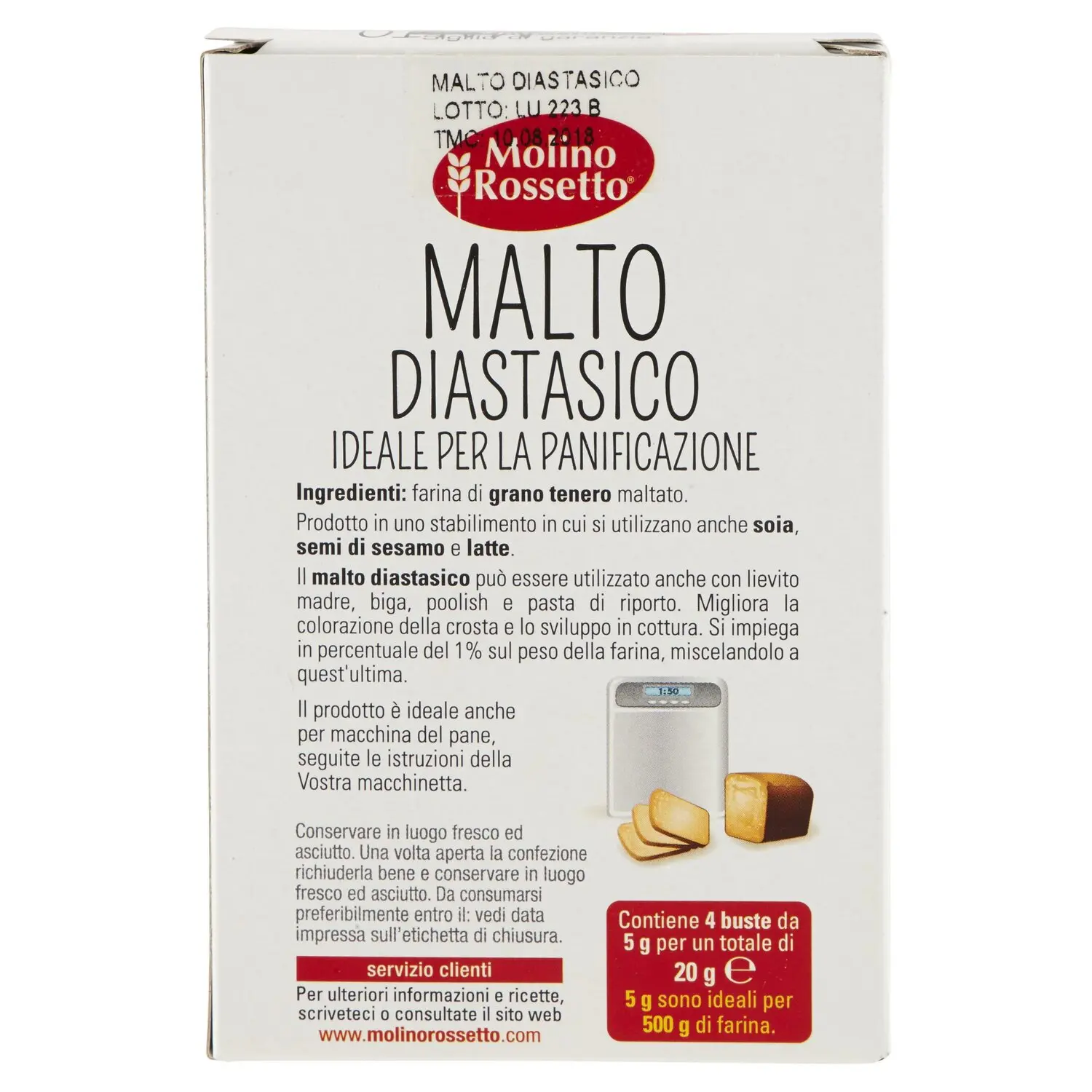 Molino Rossetto Malto Diastasico 4 x 5 g