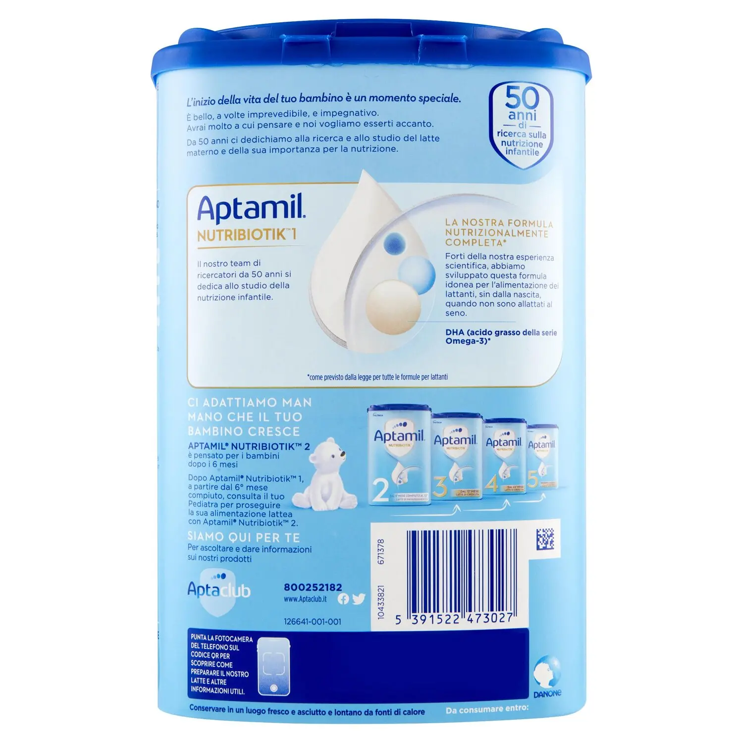 Aptamil Nutribiotik 1 Latte per Lattanti 800 g