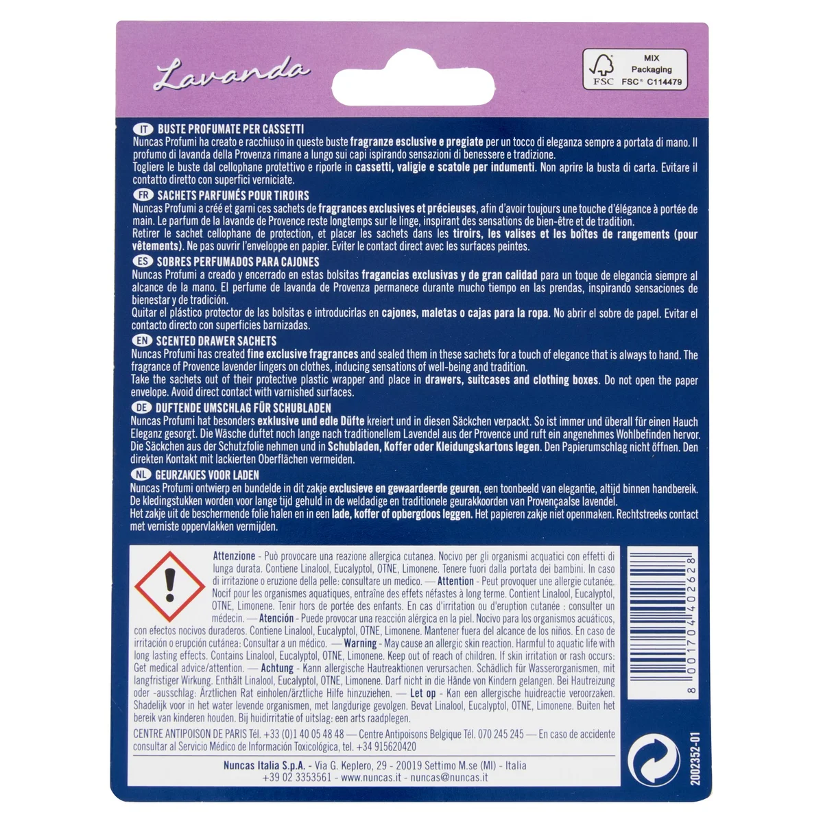 Deodorante concentrato Zero Acqua - Profumo Intenso Ipoallergenico  Profumazione Lavanda