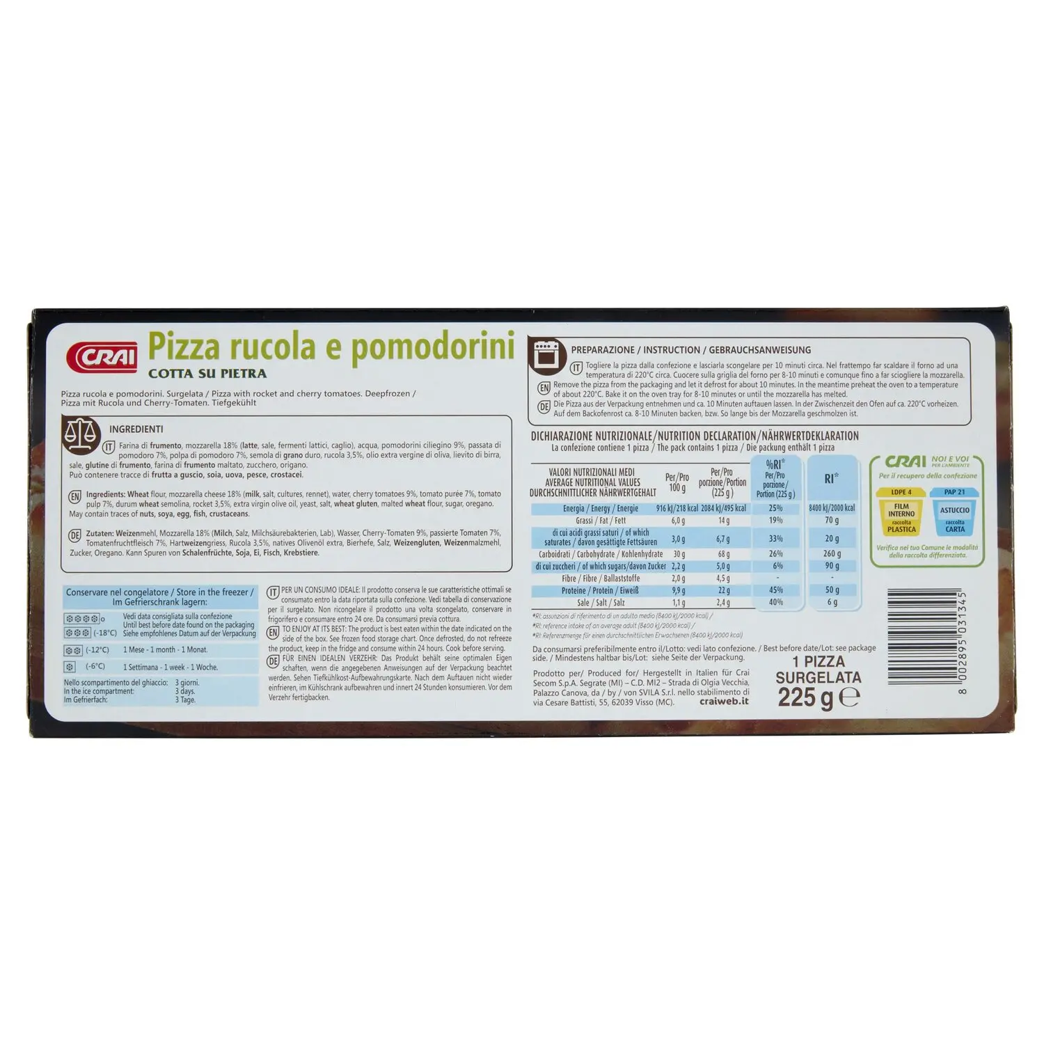 Pizza de Verduras Congelada 410 Gr (Alce Nero)