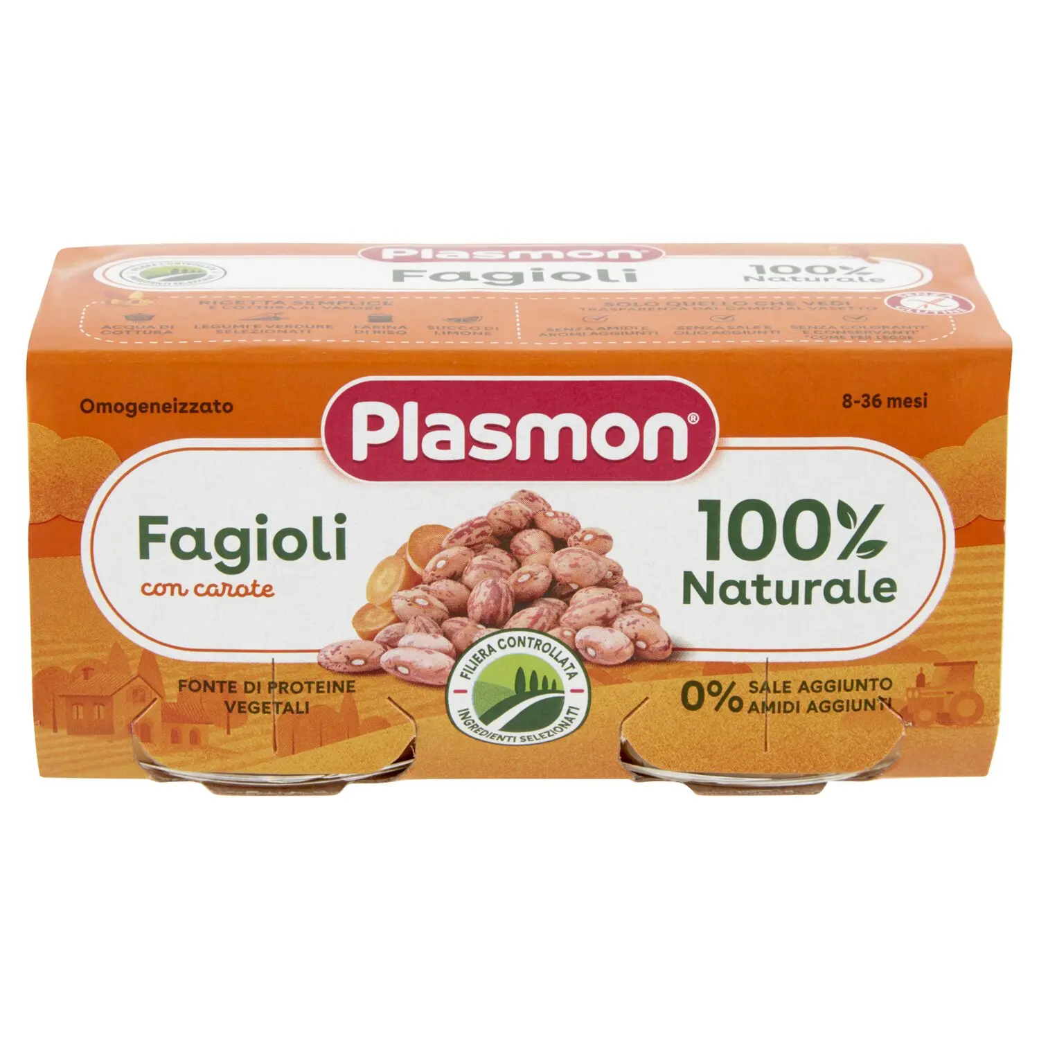 Plasmon Omogeneizzato Fagioli con carote 2 x 80 g