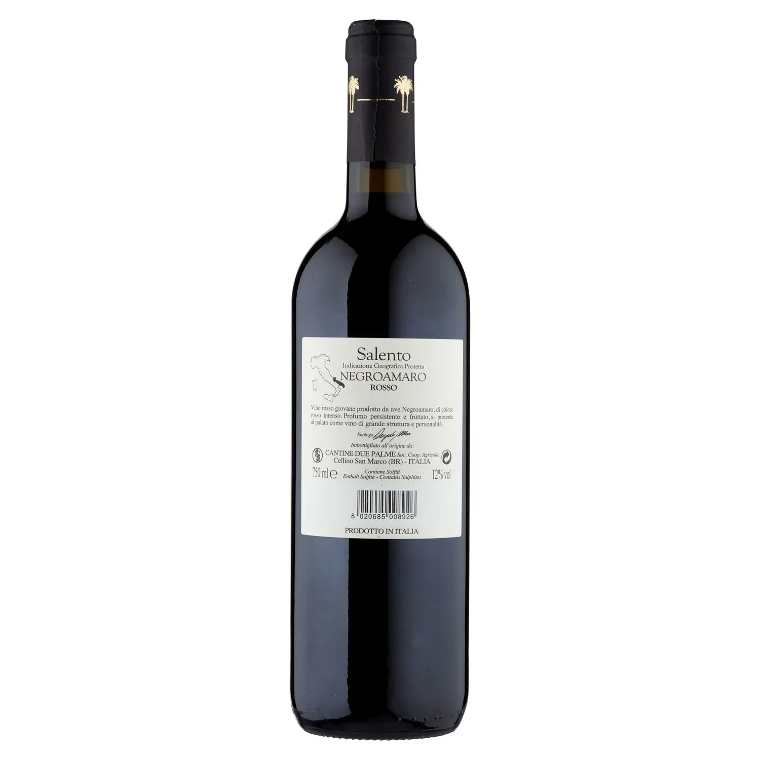 Due Palme Tenuta Chipuru Salento IGP Negroamaro Rosso 750 ml