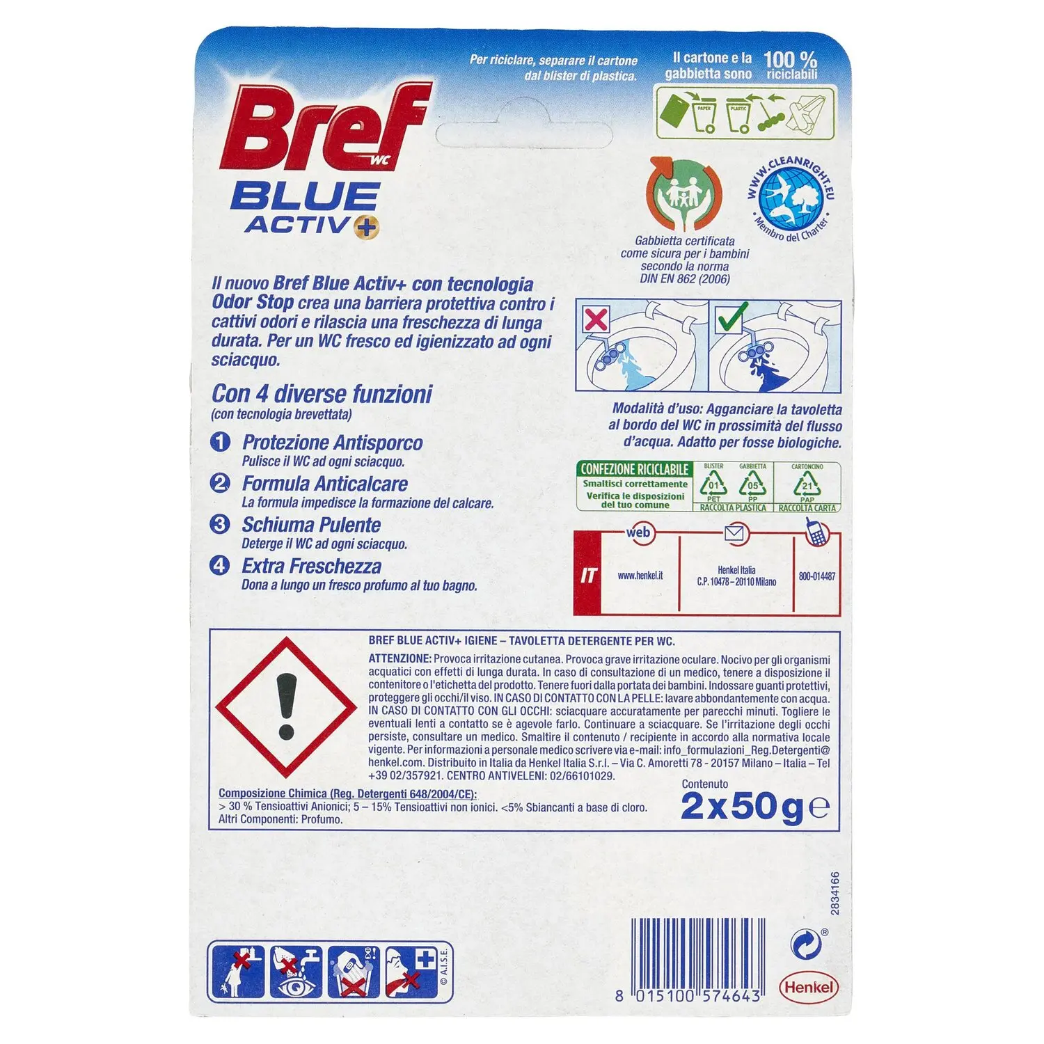 BREF WC Blue Activ+ Igiene 2 x 50 g