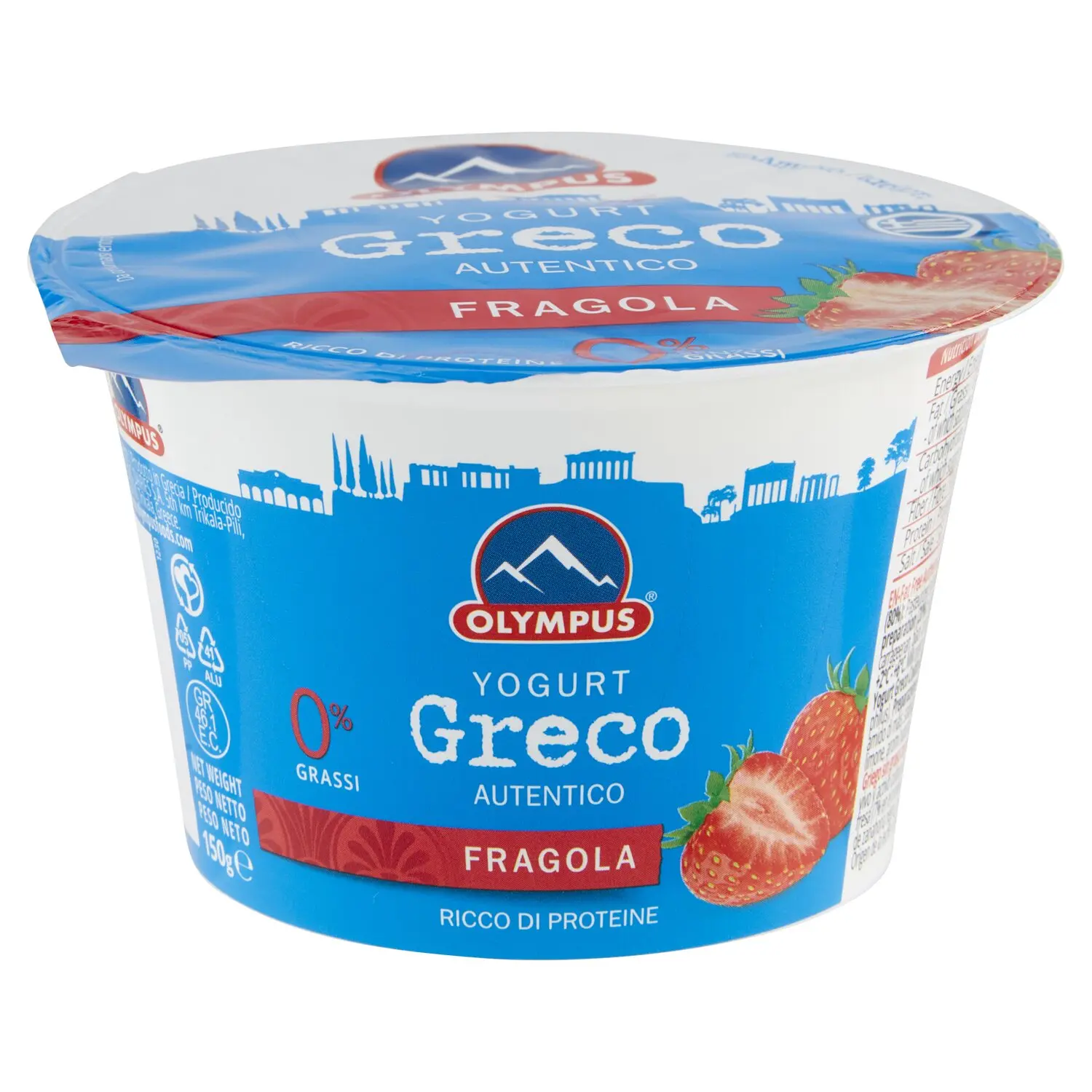 Olympus Yogurt Greco Autentico Fragola 0% Grassi 150 g