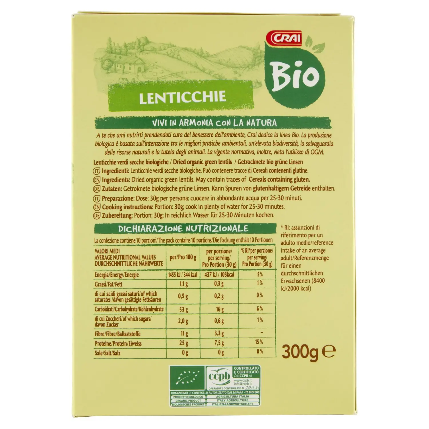 Crai Bio Lenticchie 300 g