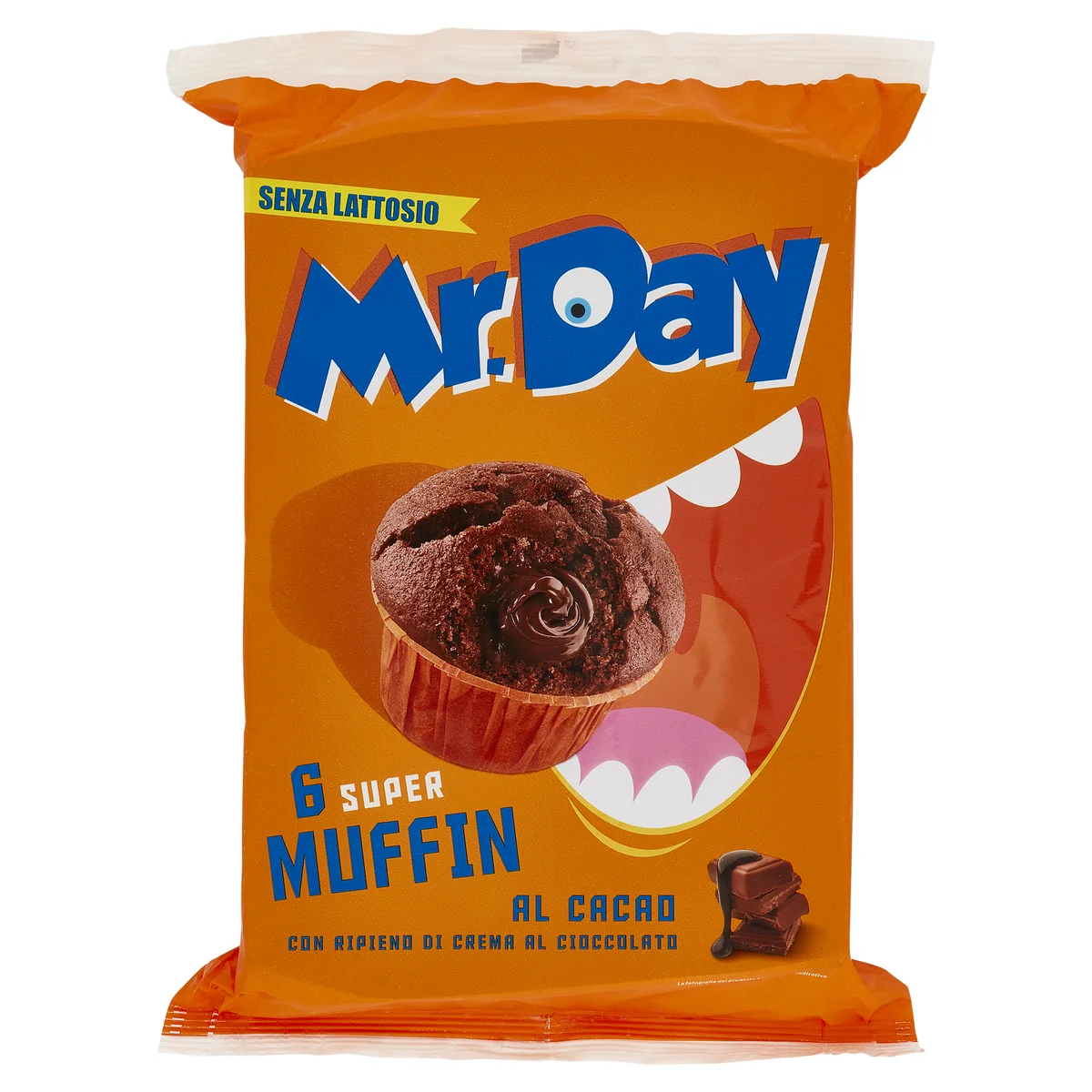 Mr.Day 6 Muffin Super al Cacao con Ripieno di Crema al Cioccolato 6 x 50 g