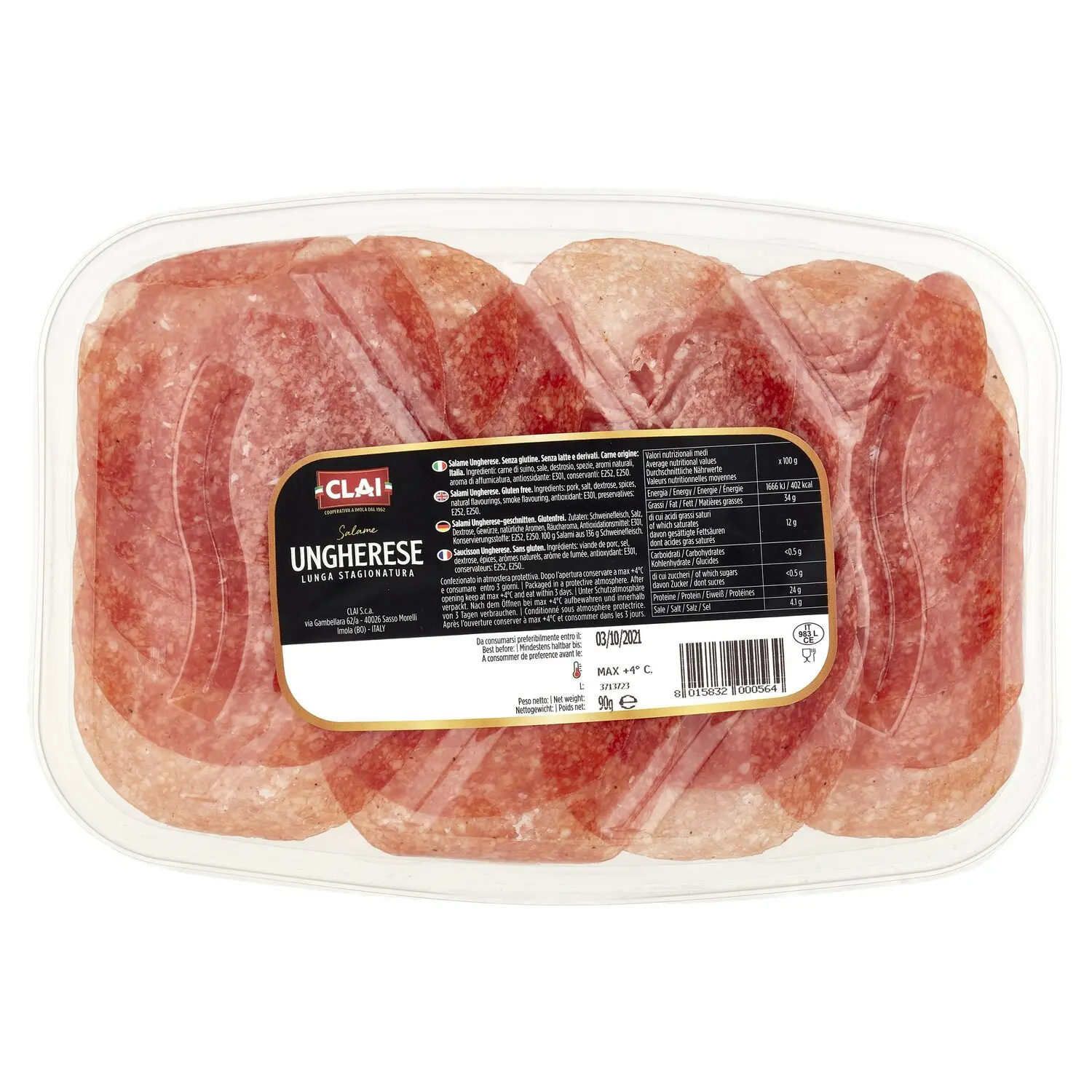 Clai Salame Ungherese Lunga Stagionatura affettato 90 g