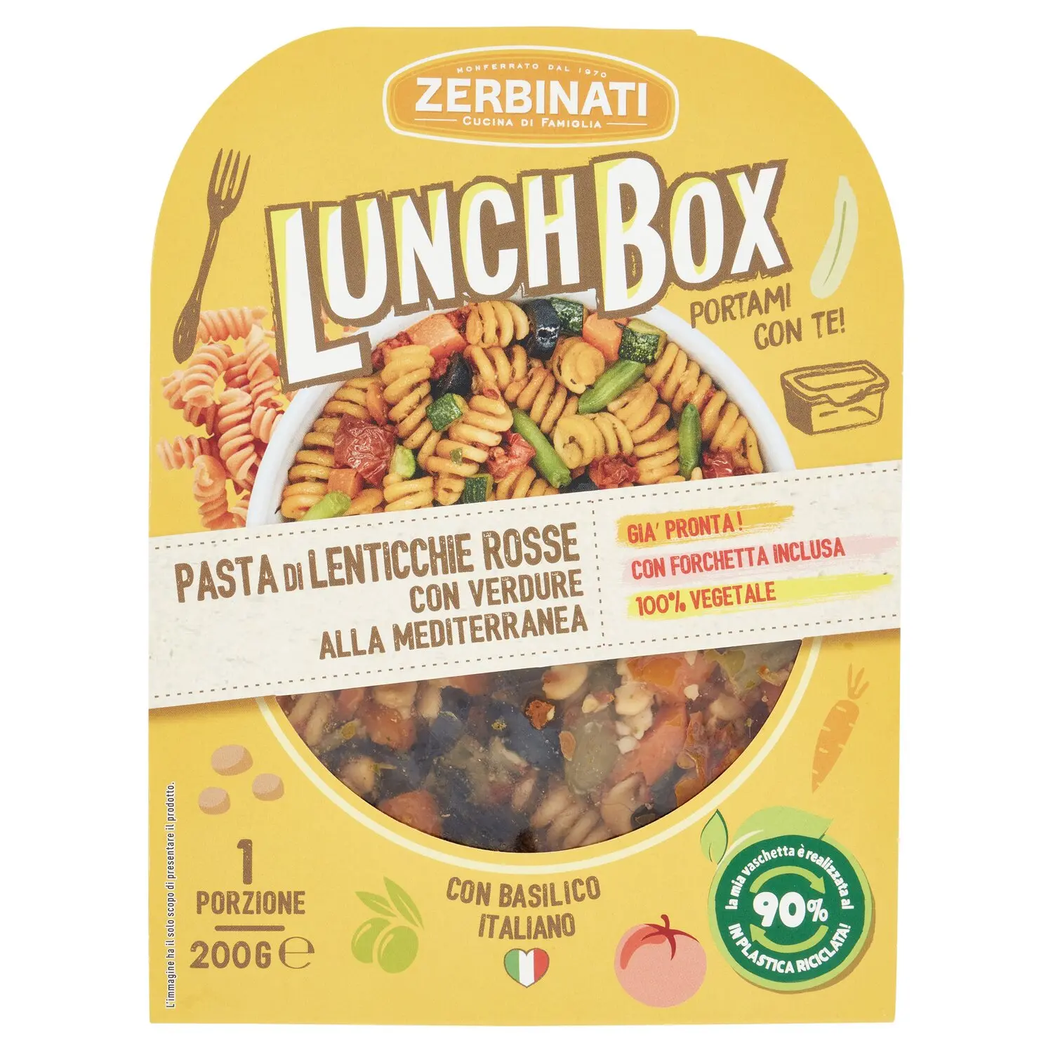 Zerbinati Lunch Box Pasta di Lenticchie Rosse con Verdure alla Mediterranea  200 g