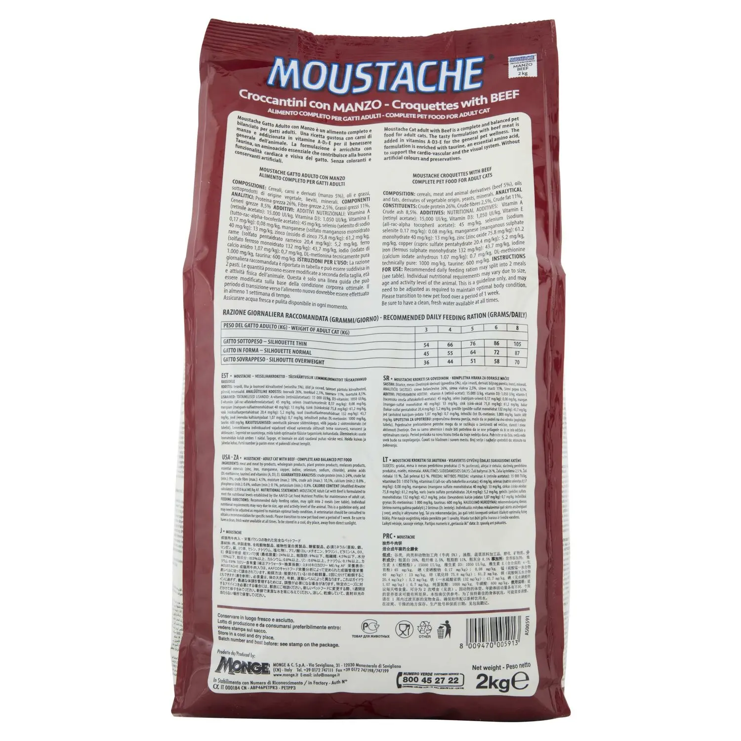 Moustache Croccantini con Manzo 2 kg