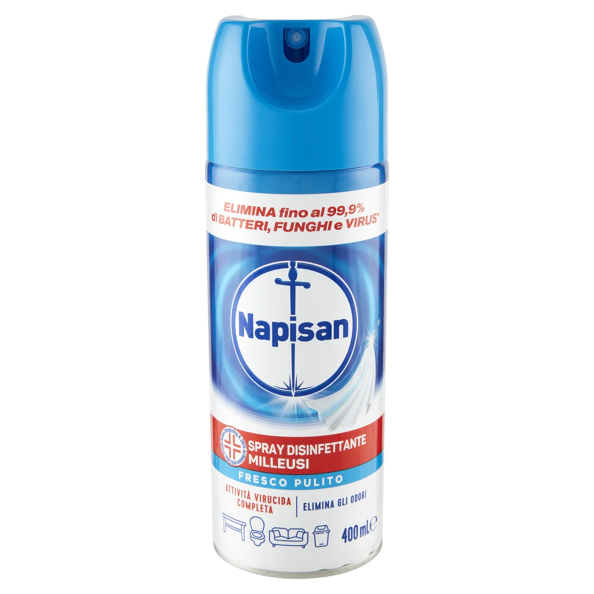 Napisan Spray Disinfettante Milleusi, Disinfettante Spray per Tessuti e  Superfici, Fragranza Fresco Pulito, 6 Spray da 400ml