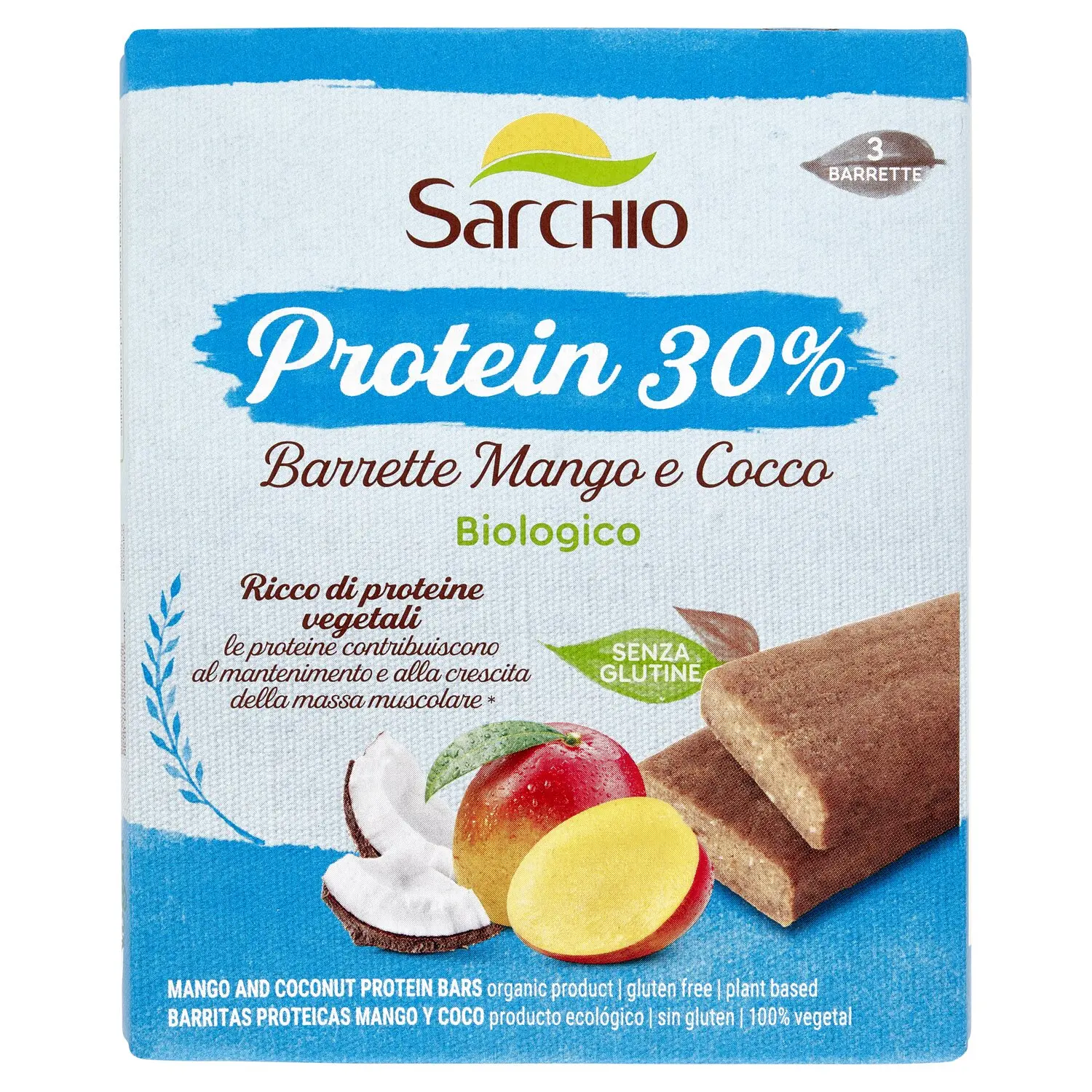 Sarchio Protein 30% Barrette Mango e Cocco Biologico 3 x 45 g