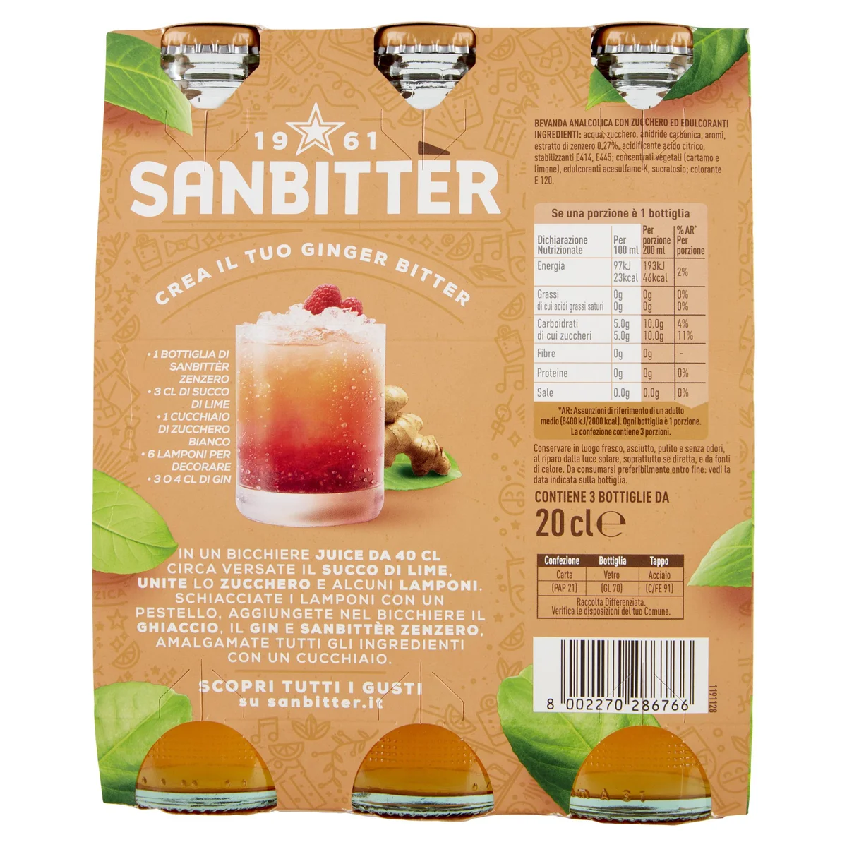 SANBITTÈR Zenzero 3x20cl