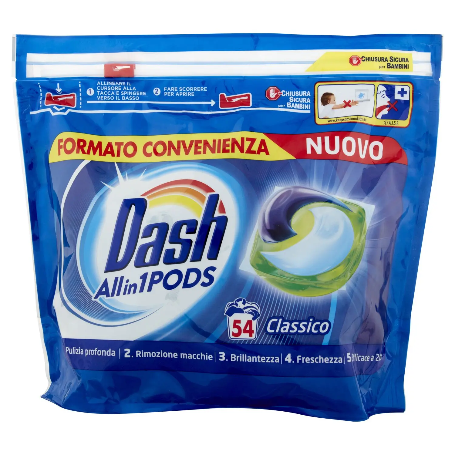 Dash Allin1 Pods Detersivo per Lavatrice Salva Colore 4 Confezioni