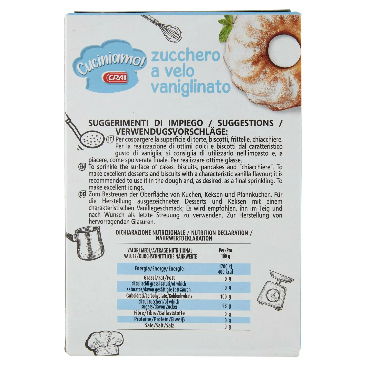 Crai Cuciniamo! zucchero a velo vaniglinato 125 g