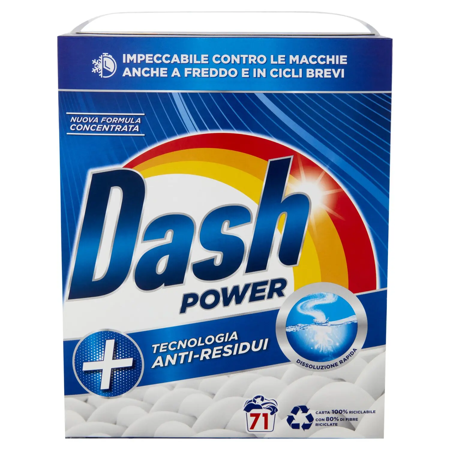 Dash Power Detersivo Lavatrice in Polvere, Tecnologia Anti-Residui, 71  Lavaggi 3550 g