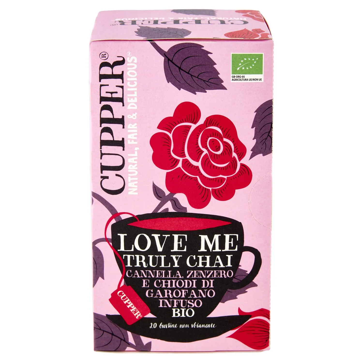 CUPPER Love Me Truly Chai Infuso Biologico con Cannella, Zenzero e  Cardamomo, 20 Bustine 44 g